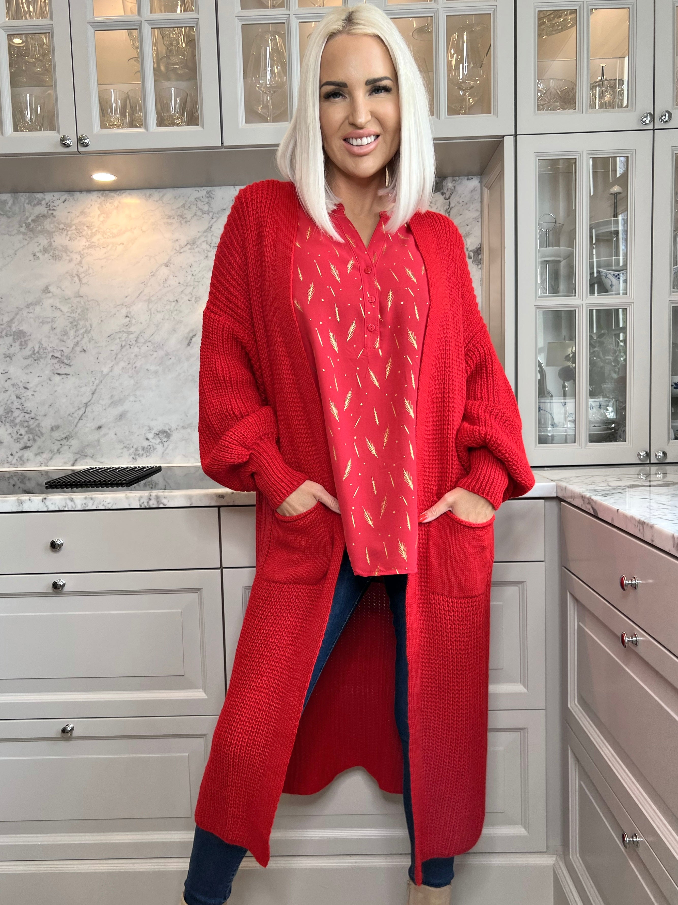 Sally - Strik cardigan med ballonærmer